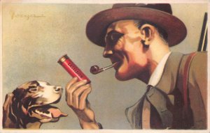 EXCELSIOR SHOTGUN SHELLS HUNTING DOG TOBACCO ITALY ADVERTISING POSTCARD (c.1910)