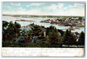 1906 Birds Eye View Bridge Lake Boothbay Harbor Maine Antique Vintage Postcard