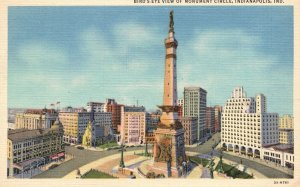 Vintage Postcard 1949 Bird's-Eye View Monument Circle Indianapolis Indiana Ind.