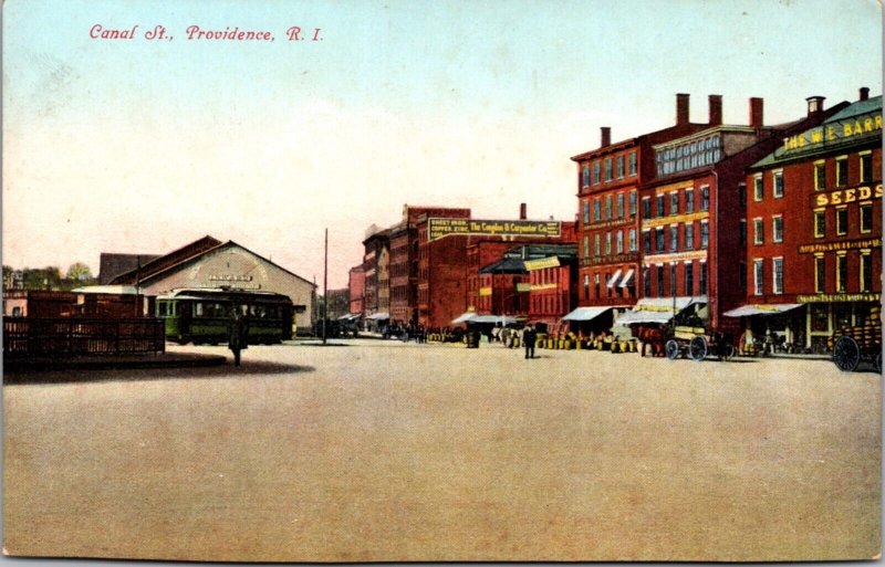 Postcard Canal Street in Providence, Rhode Island