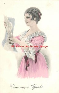 World War I, Aux Allies No 19, Communique Officiel!, Woman Reading Letter