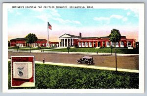 Shriner's Hospital For Crippled Children, Springfield MA, Vintage Linen Postcard