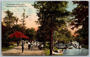 Altoona Pennsylvania 1917 Postcard Promenade And Lagoon Lakemont Park