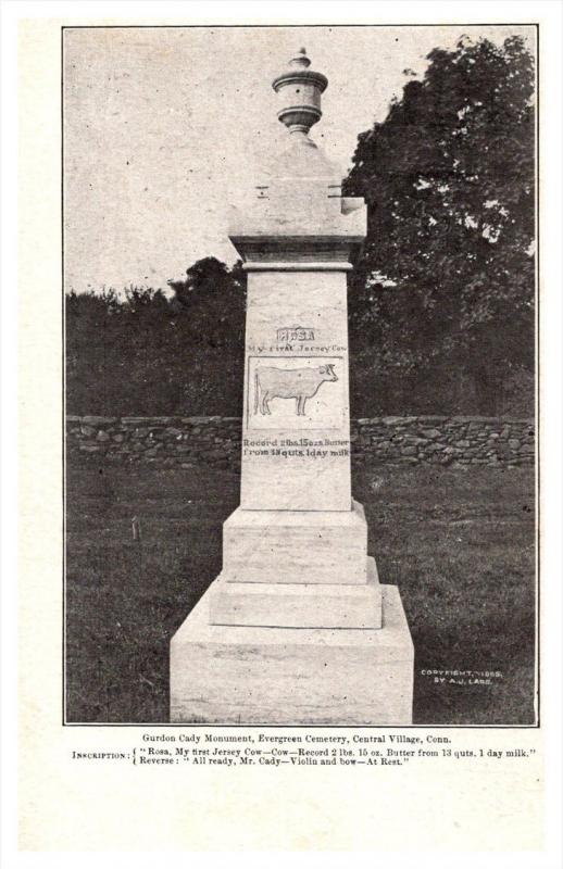 Connecticut  Plainfield /  Central Village Gurdon Cady's  Monument Everg...