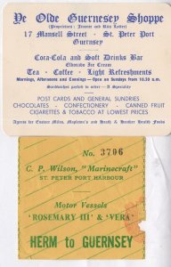 Guernsey Olde Coca Cola Shop St Peter Port 2x Card Boat Ticket