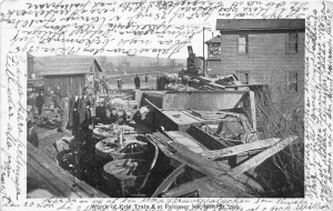 WRECK OF ERIE TRAIN 8 AT FALCONER JET JAMESTOWN NEW YORK TO SWEDEN POSTCARD 1905