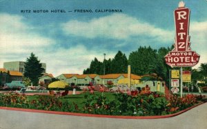 USA Ritz Motor Hotel Fresno California California Linen Postcard 08.70