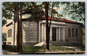 Farmington Maine~Cutler Memorial Library Exterior View~PM 1915~Vintage Postcard