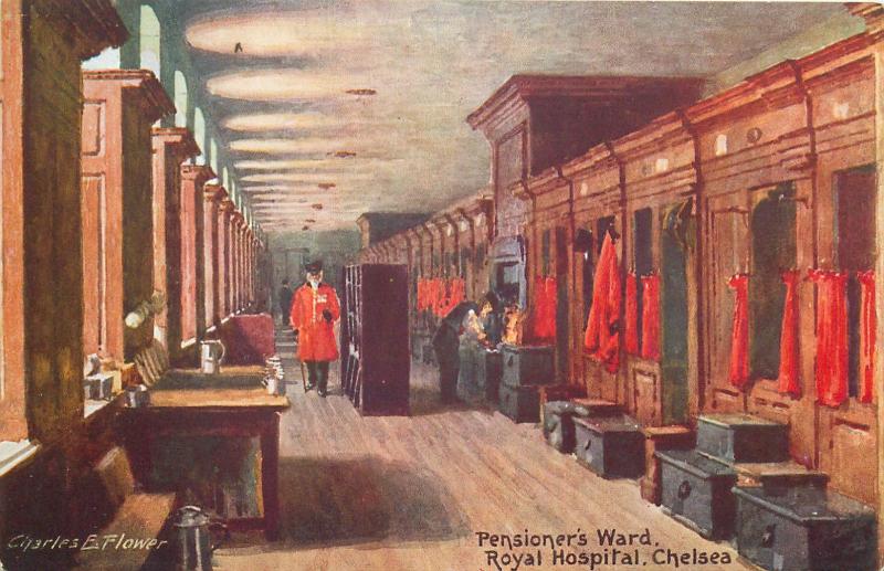 Charles E. Flower Pensioners Ward Royal Hospital Chelsea Tuck postcard