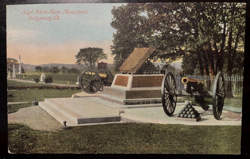 Vintage Postcard 1907-1915 Civil War, Highwater Marker Monument, Gettysburg , PA