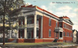 Greensboro North Carolina Elks Building Street View Antique Postcard K93909