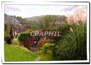 Postcard Modern Homes Country Lauzes roofs in Rouergue