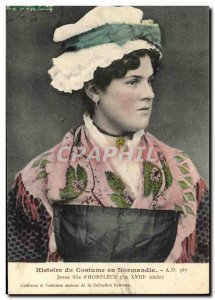 Old Postcard Honfleur costume History Folklore Young girl