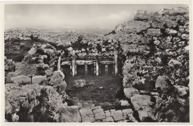 Ggantilja Prehistoric Temples Malta Real Photo Old Postcard