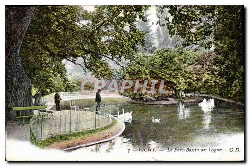 Old Postcard Vichy Swan Pond Park