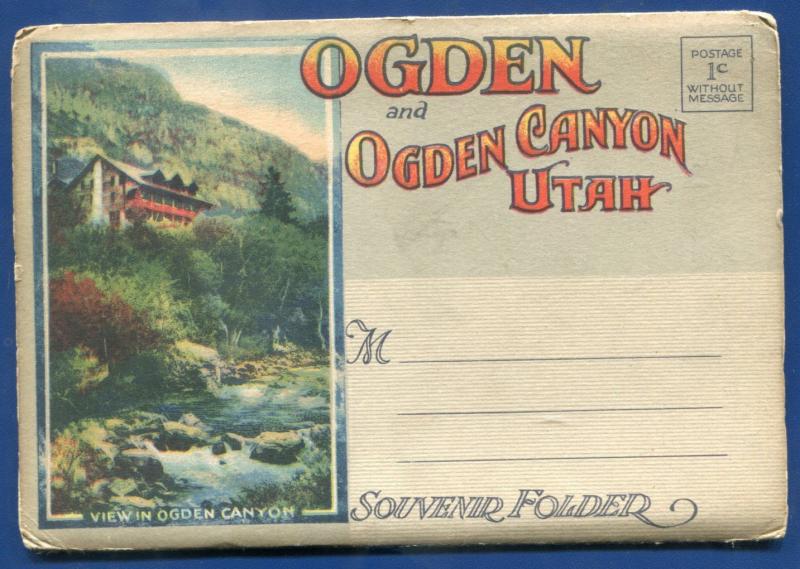 Ogden Canyon Utah ut Union Depot Washington Avenue postcard folder