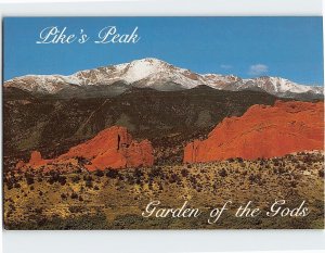 Postcard Pike's Peak, Garden of the Gods, Colorado Springs, Colorado