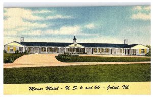 Manor Motel US 6 and 66 Joliet Illinois IL Vintage Hotel Postcard