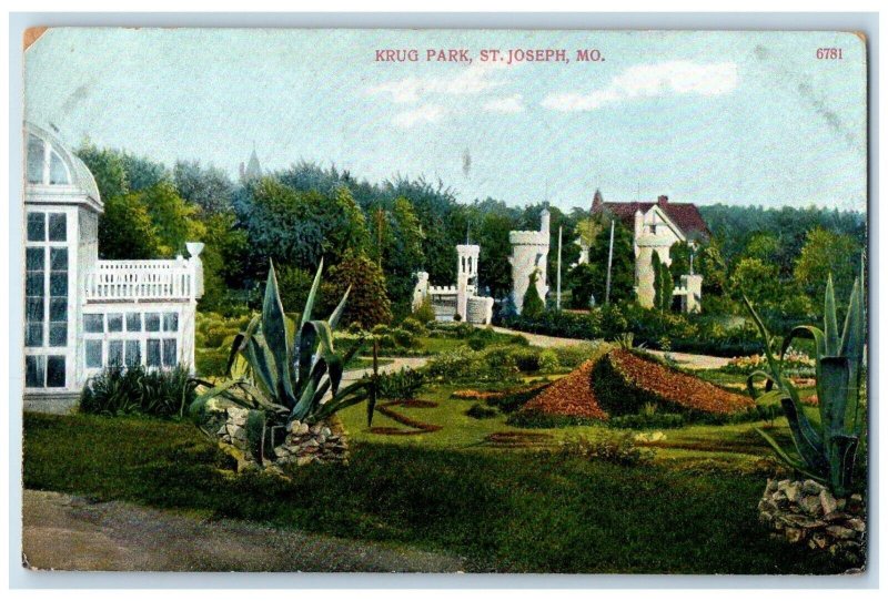 1908 Krug Park Exterior Building St. Joseph Missouri MO Vintage Antique Postcard