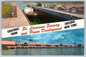 St Lawrence Seaway And Power Development, New York, Vintage Split View Postcard