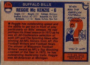 1976 Topps Football Card Reggie McKenzie Buffalo Bills sk4260