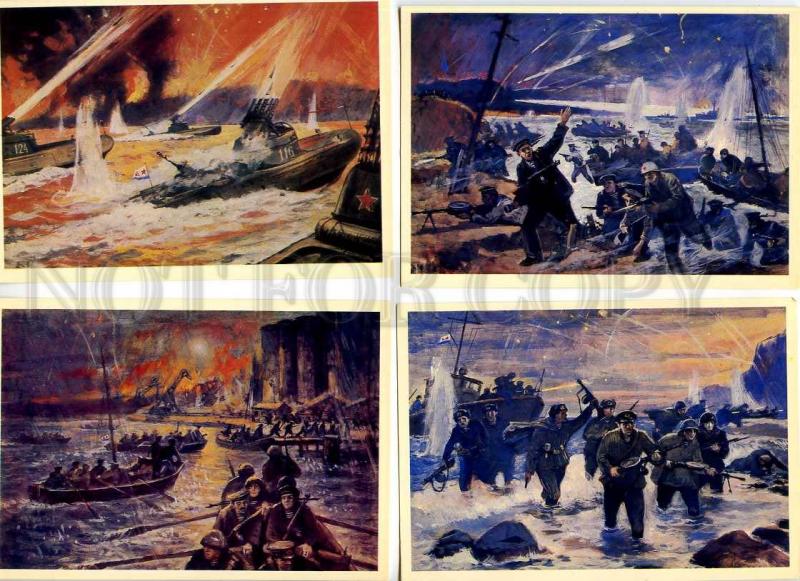 254030 USSR Pechatin WWII Naval Fleet SET of 16 postcards