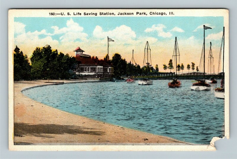 Chicago IL, US Life Saving Station, Jackson Park, Vintage Illinois Postcard