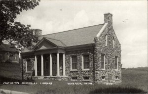 Warren Maine ME Library 1940s RPPC Real Photo Postcard