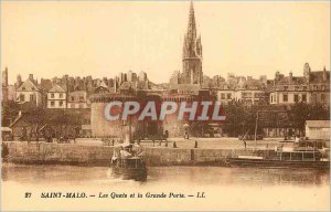 Postcard Old Saint malo Wharf and the great door Charter