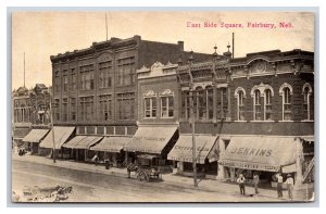 East Side Square Street View Faribury Nebraska NE 1912 DB Postcard V16