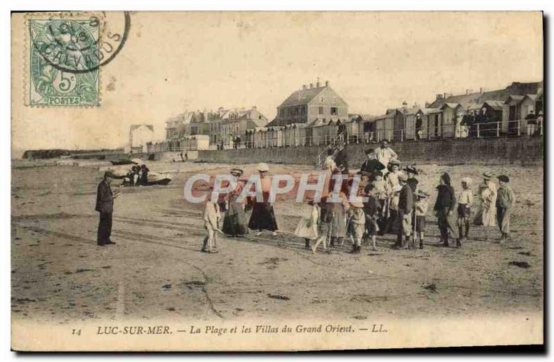 Old Postcard Luke At sea the beach and the villas of the great East