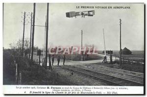 Old Postcard Jet Aviation First trip to H Farman airplane goes to camp Chalon...