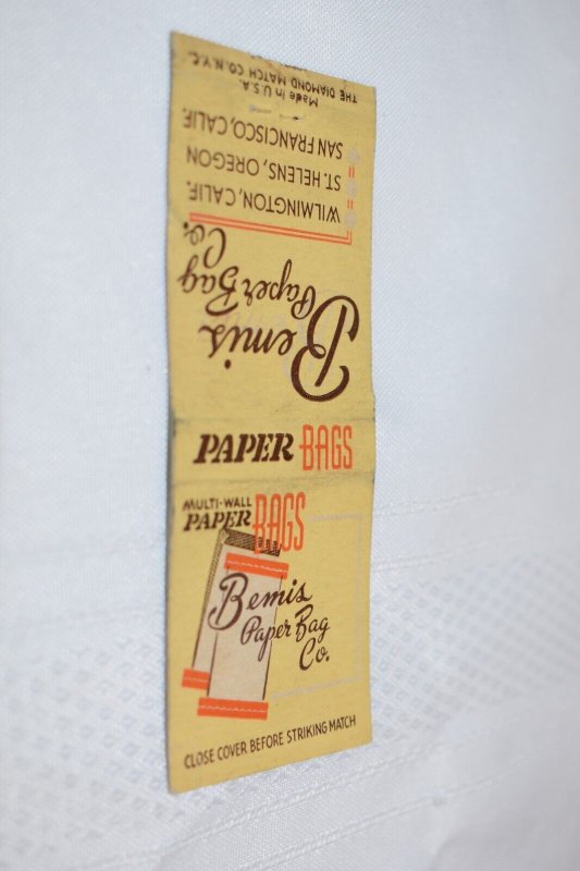 Bemis Paper Bag Co. California Oregon Advertising 20 Strike Matchbook Cover