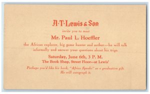 1931 Africa Speaks Safari Hunter Mr. Paul L Hoeffler Denver CO Postal Card