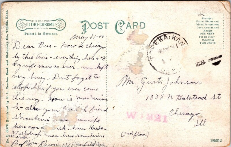 Postcard Throop Hotel in Topeka, Kansas