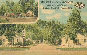 Colonial Village Court Roadside Salt Lake City Utah MWM Postcard 20-1663