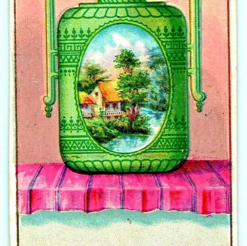 c1880s Blank Colorful Vase Stock Trade Card Decorative Pottery House Unused C8