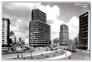 Mexico City Mexico Postcard Monument Road Buildings View 1952 RPPC Photo