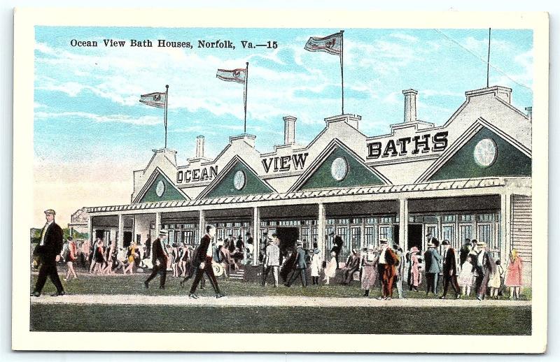 Postcard VA Norfolk Ocean View Bath Houses R46