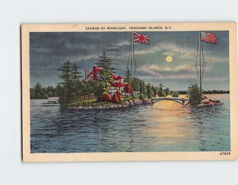 Postcard Zavikon By Moonlight, Thousand Islands, New York