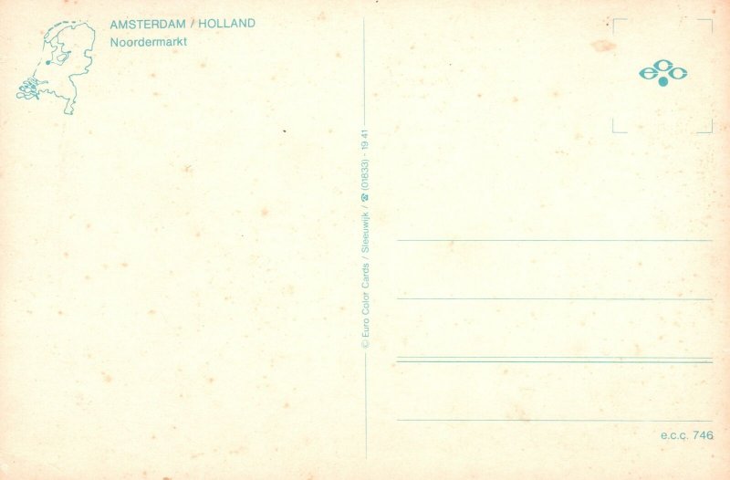 Postcard Amsterdam/Holland Noordermarkt North Holland