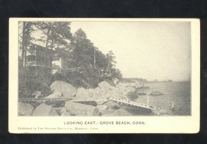 GROVE BEACH CONNECTICUT CT. LOOKING EAST VINTAGE POSTCARD 1906