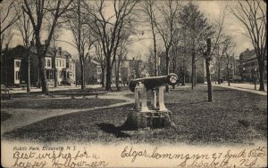 Elizabeth New Jersey NJ Public Park Cannon Monument c1910 Vintage Postcard