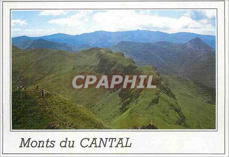 Modern Postcard Panorama of the Monts du Cantal Le Puy Griou alt 1694 puts fl...