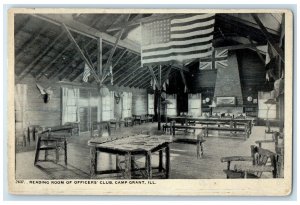 c1920's Reading Room Of Officers Club Interior Galena Illinois IL Flags Postcard