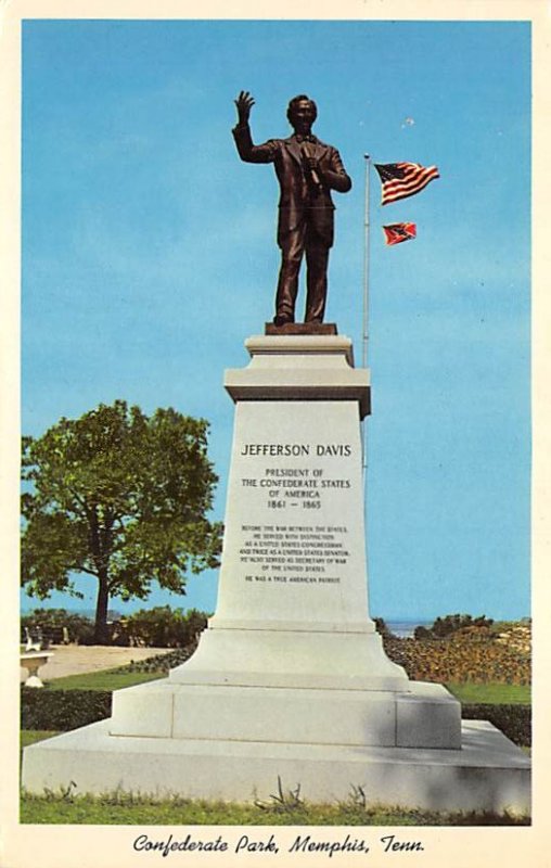 Civil War Post Cards Confederate Park, Jefferson Davis monument Memphis, Tenn...