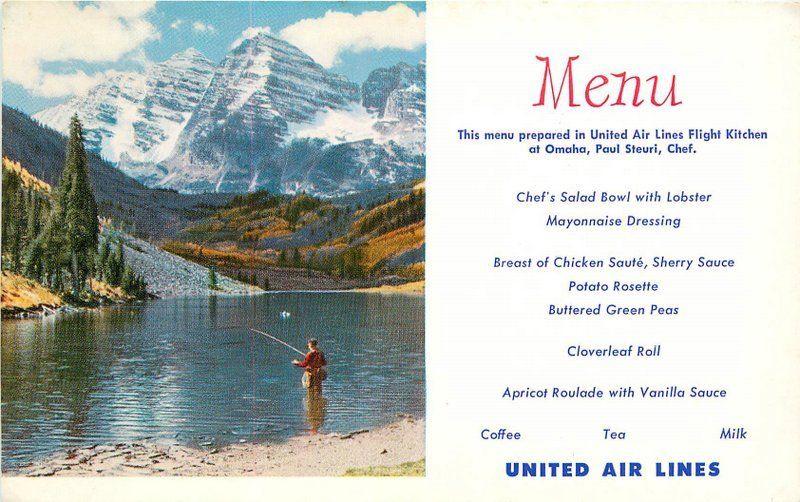 1950s United Air Lines Advertising Menu Chef Paul Steuri Omaha Nebraska 