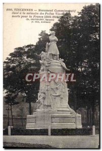 Postcard Old Vincennes Monument Commemorative high to the memory of Hairy Vin...