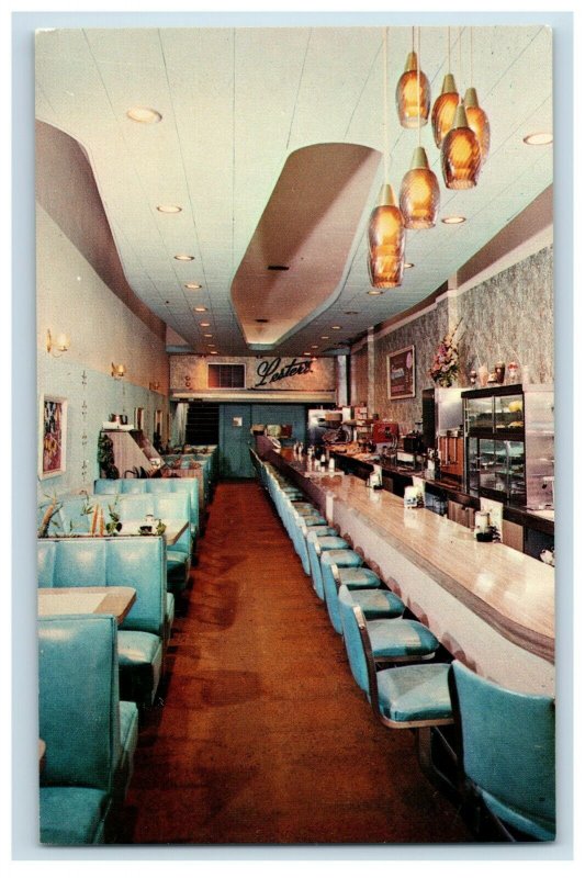 c. 1940 Lester's Restaurant Miami Beach Inside View Mod, FL. Postcard P31 