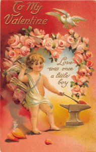 J23/ Valentine's Day Love Holiday Postcard c1910 Cupid 97